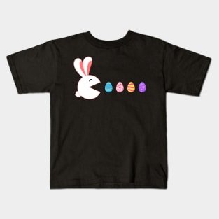 Happy Easter Funny Bunny Rabbit Eating Easter Eggs Kids T-Shirt